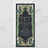 Elegante Magpie Art Nouveau bruiloft Save the Date Kaart (Voorkant)