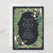 Elegante Magpie Art Nouveau bruiloft Save the Date Kaart (Voorkant)