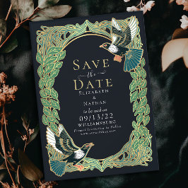 Elegante Magpie Art Nouveau bruiloft Save the Date Kaart