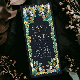 Elegante Magpie Art Nouveau bruiloft Save the Date Kaart