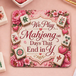 Elegante Mahjong Onderzetter Roze Bloemtegels