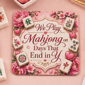 Elegante Mahjong Onderzetter Roze Bloemtegels