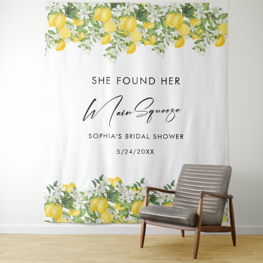 Elegante Main Squeeze Bruiloft Feest Fotobackdrop Wandkleed (In situ)