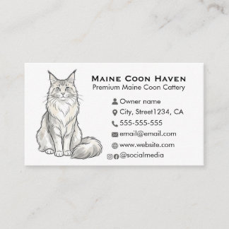 Elegante Maine Coon Fokkerij Custom Visitekaartje