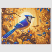 Elegante Majestic Blue Jay in de herfst Glow Decou Tissuepapier (Voorkant)