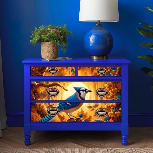 Elegante Majestic Blue Jay in de herfst Glow Decou Tissuepapier