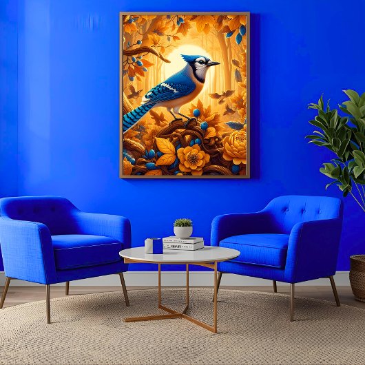 Elegante Majestic Blue Jay in de herfst Glow Decou Tissuepapier