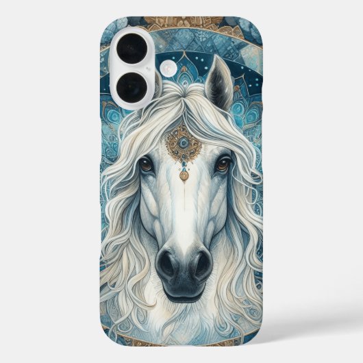 Elegante majestueuze witte paardenhoofd vloeiende  Case-Mate iPhone case (Achterkant)