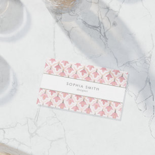 Elegante Majolica Waterverf Roze Bloemen Tegel Visitekaartje