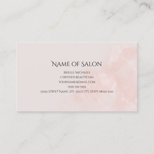 Elegante make-up artiest blush roze cosmetica bors visitekaartje (Achterkant)