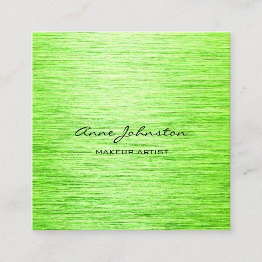 Elegante make-up artiest lime groen geborsteld met vierkante visitekaartje (Voorkant)