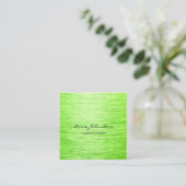 Elegante make-up artiest lime groen geborsteld met vierkante visitekaartje (Staand voorkant)