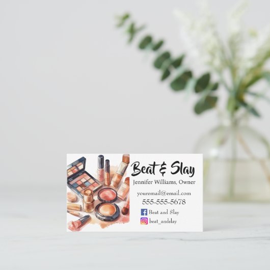 Elegante make-up artiest visitekaartje (Staand voorkant)