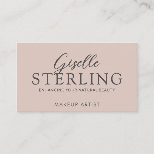 Elegante make-up artist blush roze script visitekaartje (Voorkant)