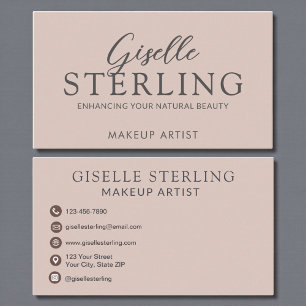 Elegante make-up artist blush roze script visitekaartje