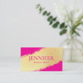 Elegante make-up artist goud roze luxe trendy visitekaartje (Staand voorkant)