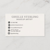 Elegante make-up artist neutraal beige script visitekaartje (Achterkant)