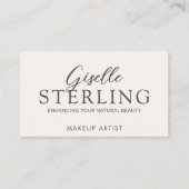 Elegante make-up artist neutraal beige script visitekaartje (Voorkant)