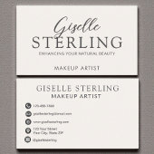 Elegante make-up artist neutraal beige script visitekaartje