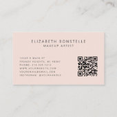 Elegante make-up artist QR Code Blush Pink Visitekaartje (Achterkant)