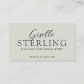 Elegante make-up artist Sage Green Modern Script Visitekaartje (Voorkant)