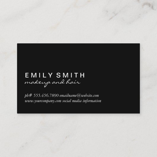 Elegante make-up en Haarstylist Visitekaartje (Achterkant)