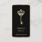 Elegante makelaar Crown Key Black Faux Gold Trim Visitekaartje (Voorkant)