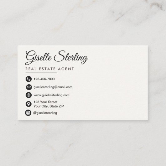 Elegante makelaar foto neutraal visitekaartje (Achterkant)