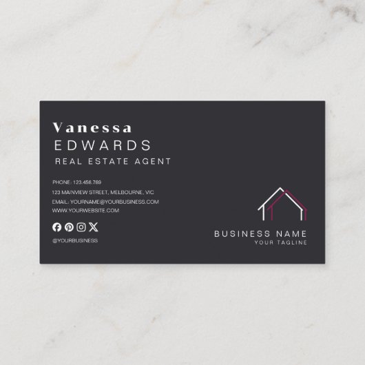 Elegante makelaar Foto Visitekaartje (Achterkant)