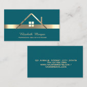 Elegante Makelaar Huis Roof Green Visitekaartje (Voorkant / Achterkant)