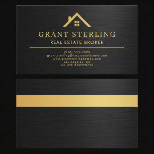 Elegante makelaar in onroerend goed Metallic Zwart Visitekaartje