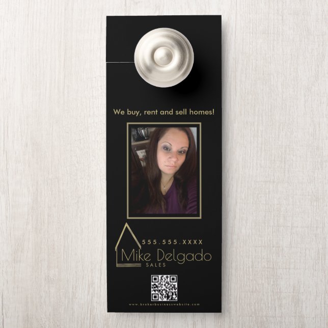 Elegante makelaar thuiszaken makelaar QR Deurhanger (Op knop)
