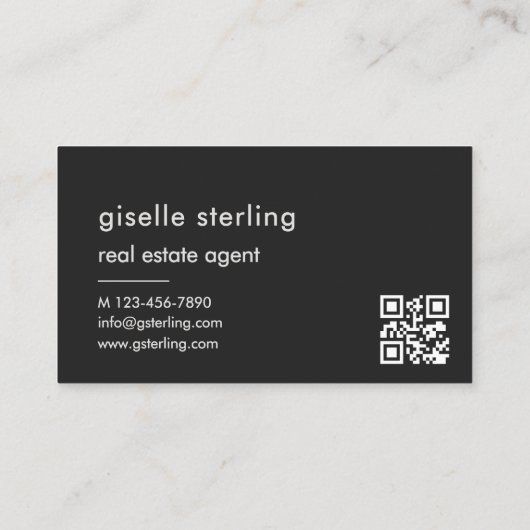 Elegante makelaar zwart QR-code monogram Visitekaartje