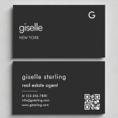 Elegante makelaar zwart QR-code monogram Visitekaartje