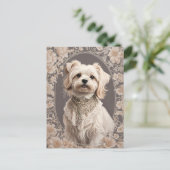 Elegante Maltese hond William Morris geïnspireerd Briefkaart (Staand voorkant)