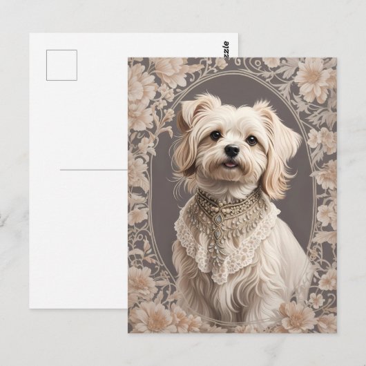 Elegante Maltese hond William Morris geïnspireerd Briefkaart (Voorkant / Achterkant)