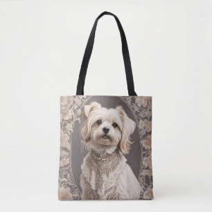 Elegante Maltese hond William Morris geïnspireerd Tote Bag