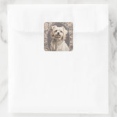 Elegante Maltese hond William Morris geïnspireerd Vierkante Sticker (Tas)