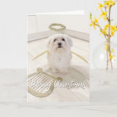 Elegante Maltezer engel kerstkaart Kaart (Gele Bloem)