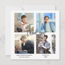 Elegante man afstudeerfoto collage bedankt