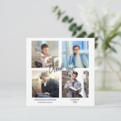 Elegante man afstudeerfoto collage bedankt aankondiging (Staand voorkant)