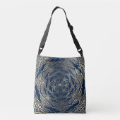 Elegante Mandala Art Boho Gold en Navy Blue Luxe Crossbody Tas (Achterkant)
