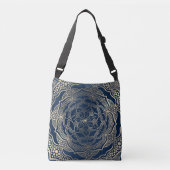 Elegante Mandala Art Boho Gold en Navy Blue Luxe Crossbody Tas (Voorkant)