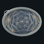 Elegante Mandala Art Boho Gold en Navy Blue Luxe Gesp<br><div class="desc">Mooie goudkleurige mandala artwork met marineblauwe achtergrond.</div>
