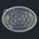 Elegante Mandala Art Boho Gold en Navy Blue Luxe Gesp<br><div class="desc">Mooie goudkleurige mandala artwork met marineblauwe achtergrond.</div>