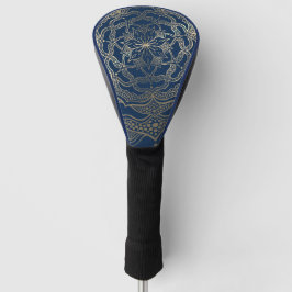 Elegante Mandala Art Boho Gold en Navy Blue Luxe Golfheadcover