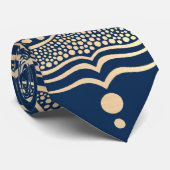 Elegante Mandala Art Boho Gold en Navy Blue Luxe Stropdas (Opgerold)