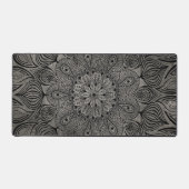 Elegante Mandala Bloem Zen Gedempte Neutrale Grijs Bureaumat (Voorkant)