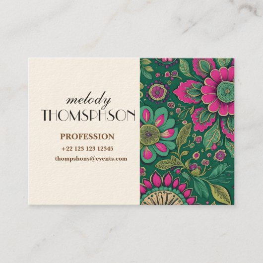 Elegante  Mandala bloesems Visitekaartje (Voorkant)