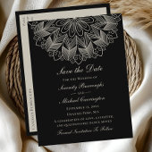 Elegante Mandala Boho Black Save the Date Wedding Uitnodiging Briefkaart